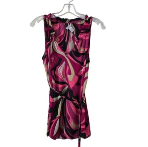 CACHE Womens Top Multicolor Y2K Size Medium Tie Waist